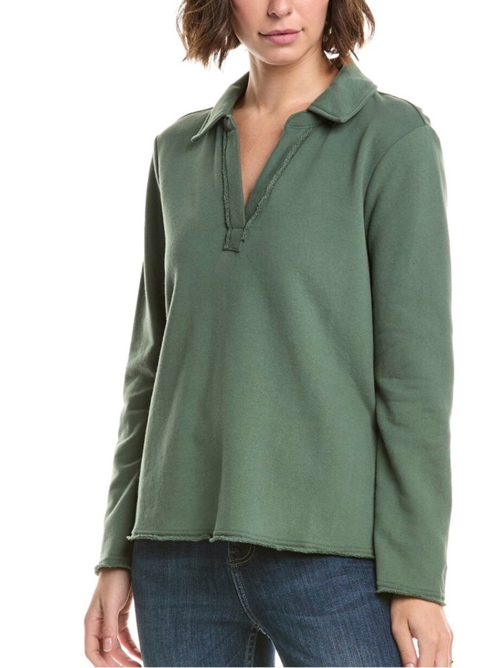 Tommy Bahama Marina Del Mar Popover Green Sweatshirt 100% Cotton Boxy Collared M